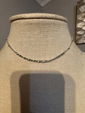 Vintage Silver Tone Swirl Link Choker Necklace 12”+3”